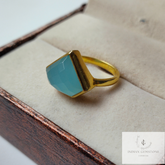 Aqua Chalcedony Ring, 925 Sterling Silver Ring, Boho Statement Ring, Gemstone Ring, March Birthstone Ring, Handmade Gift Ring, Bohemian Ring